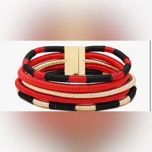 Red, Gold & Black Wrapped Multi-Strand Necklace